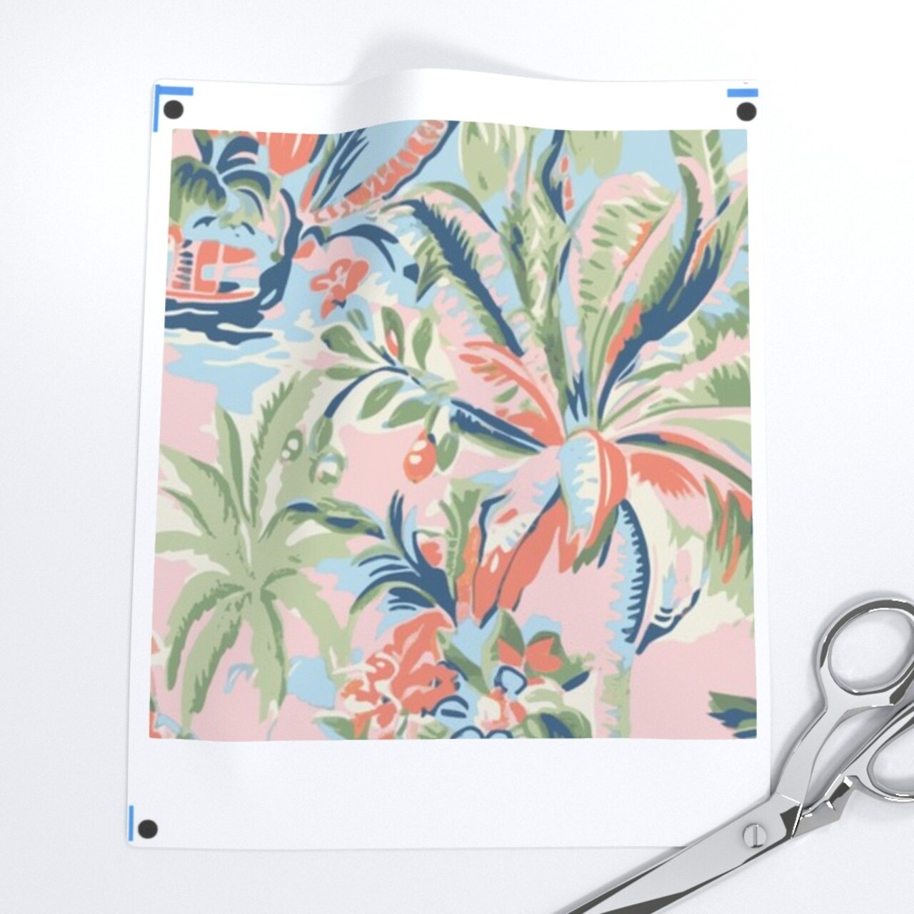 Grandmillennial Whimsical Tropical Toile Palm Tree Coastal Maximalist Boats Seaside Custom Printed Fabric by Spoonflower Various Fabrics by the Yard or Fat Quarter